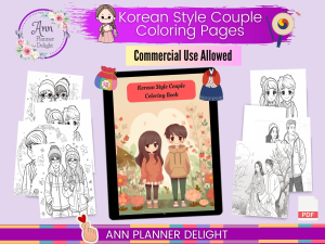 Korean Style Couple Coloring Pages