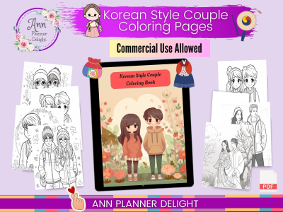 Korean Style Couple Coloring Pages